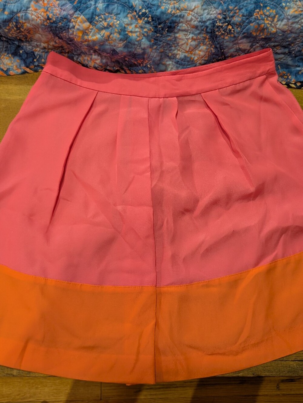 J. Crew Pink and Orange Colorblock Skater Skirt